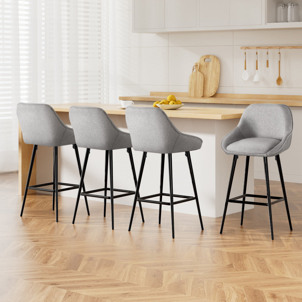 Artiss 4x Bar Stools Upholstered Stool Counter Seat Kitchen Dining Chairs-0