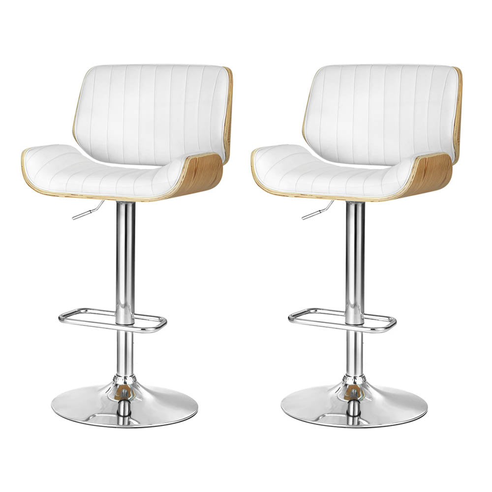 NNEDSZ 2x Bar Stools Adjustable Leather Chairs-0