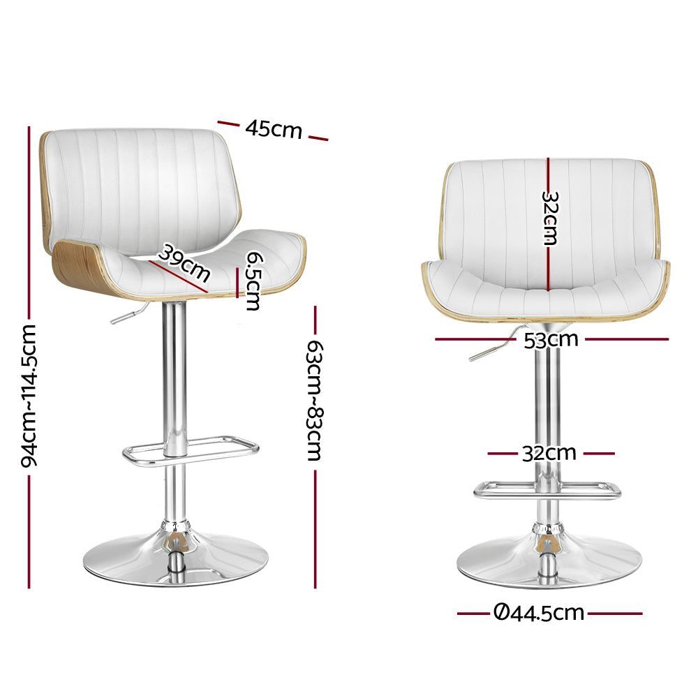 NNEDSZ 2x Bar Stools Adjustable Leather Chairs-1