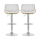 NNEDSZ 2x Bar Stools Adjustable Leather Chairs-2