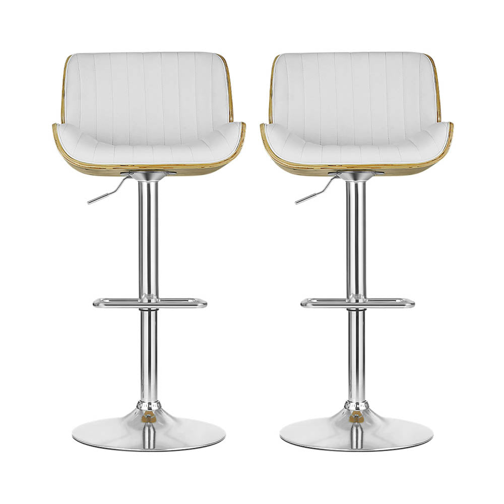NNEDSZ 2x Bar Stools Adjustable Leather Chairs-2