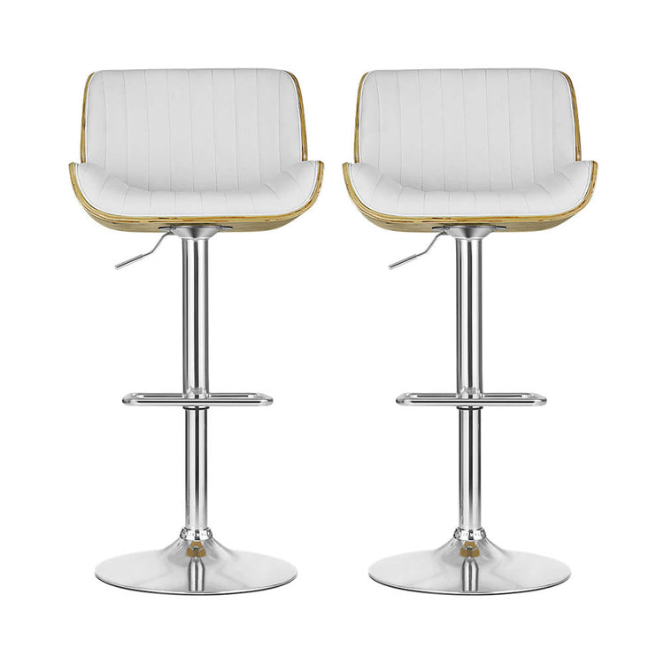 NNEDSZ 2x Bar Stools Adjustable Leather Chairs-2