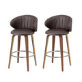 NNEDSZ 2x Artiss Bar Stools Dining Chairs Contoured Leather Wood Stool-0