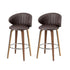 NNEDSZ 2x Artiss Bar Stools Dining Chairs Contoured Leather Wood Stool-0
