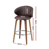 NNEDSZ 2x Artiss Bar Stools Dining Chairs Contoured Leather Wood Stool-1