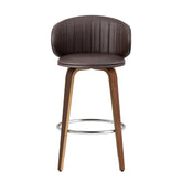 NNEDSZ 2x Artiss Bar Stools Dining Chairs Contoured Leather Wood Stool-2