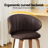 NNEDSZ 2x Artiss Bar Stools Dining Chairs Contoured Leather Wood Stool-3
