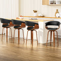 Artiss 4x Bar Stools Swivel PU Seat Wooden-0