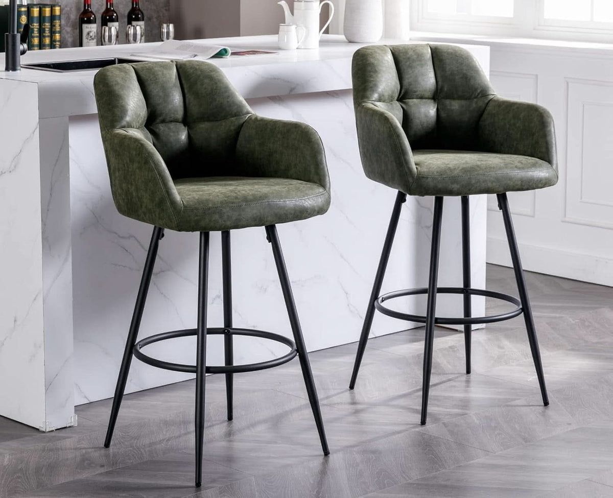 Modern Bar Stools Set of Two with Backrest Arms-0