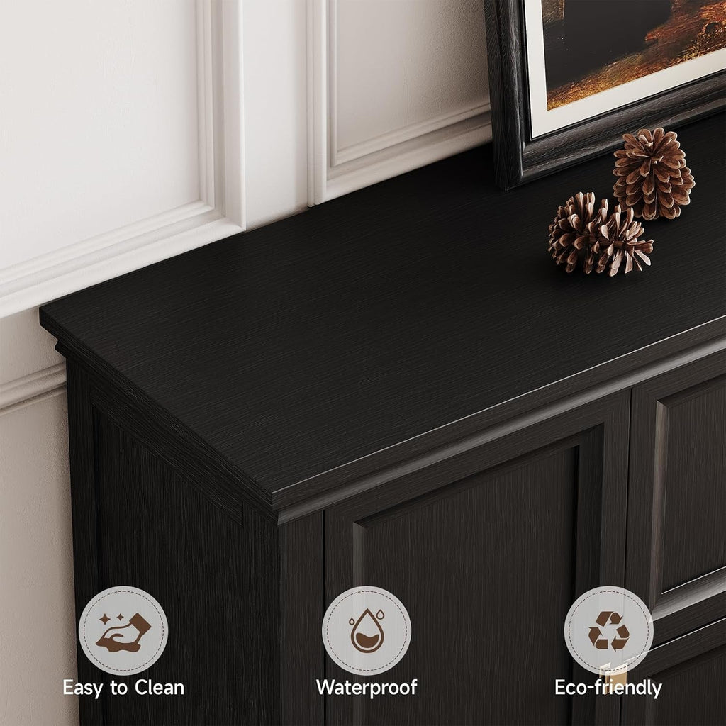63Inch Black Farmhouse Buffet Cabinet With Storage-2