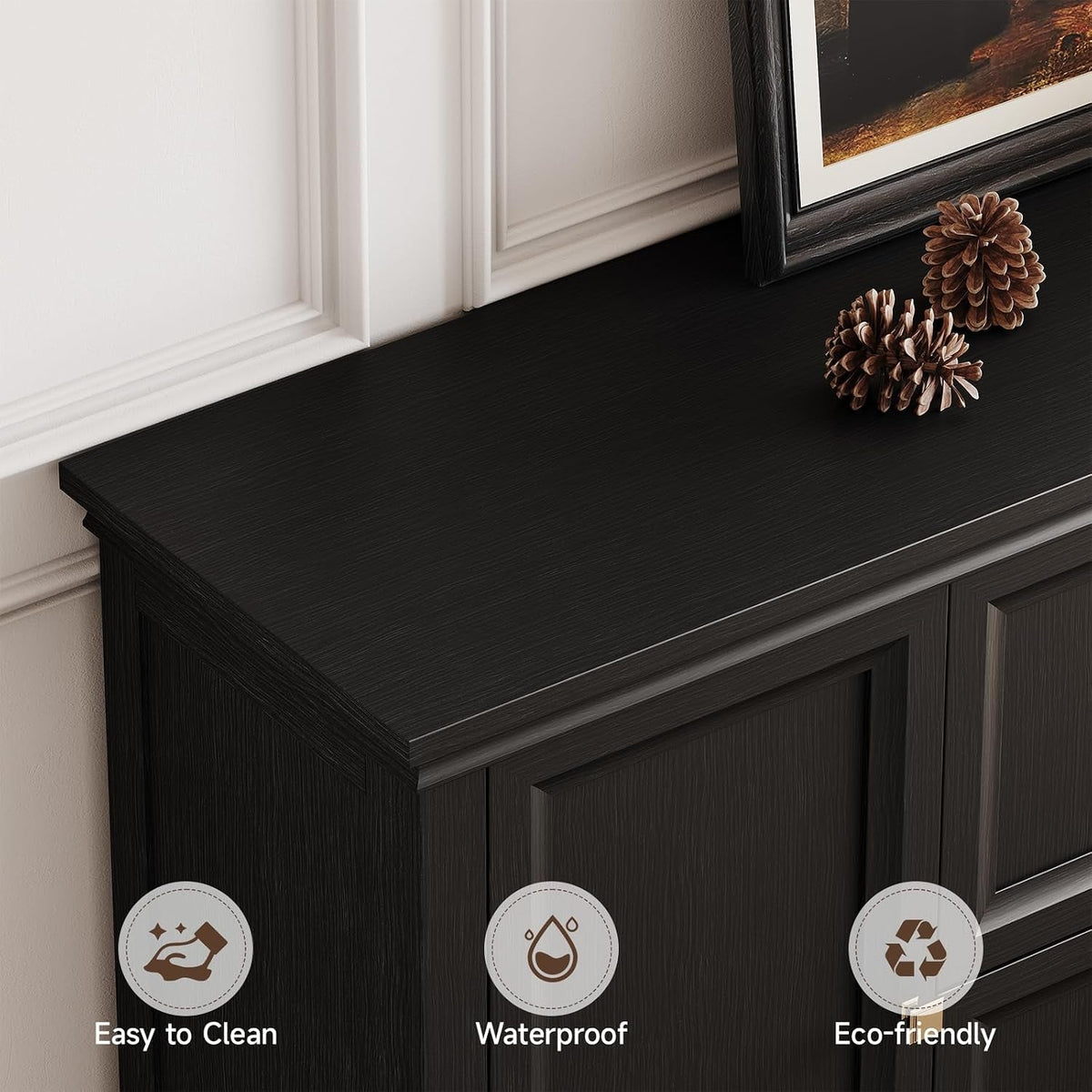 63Inch Black Farmhouse Buffet Cabinet With Storage-2