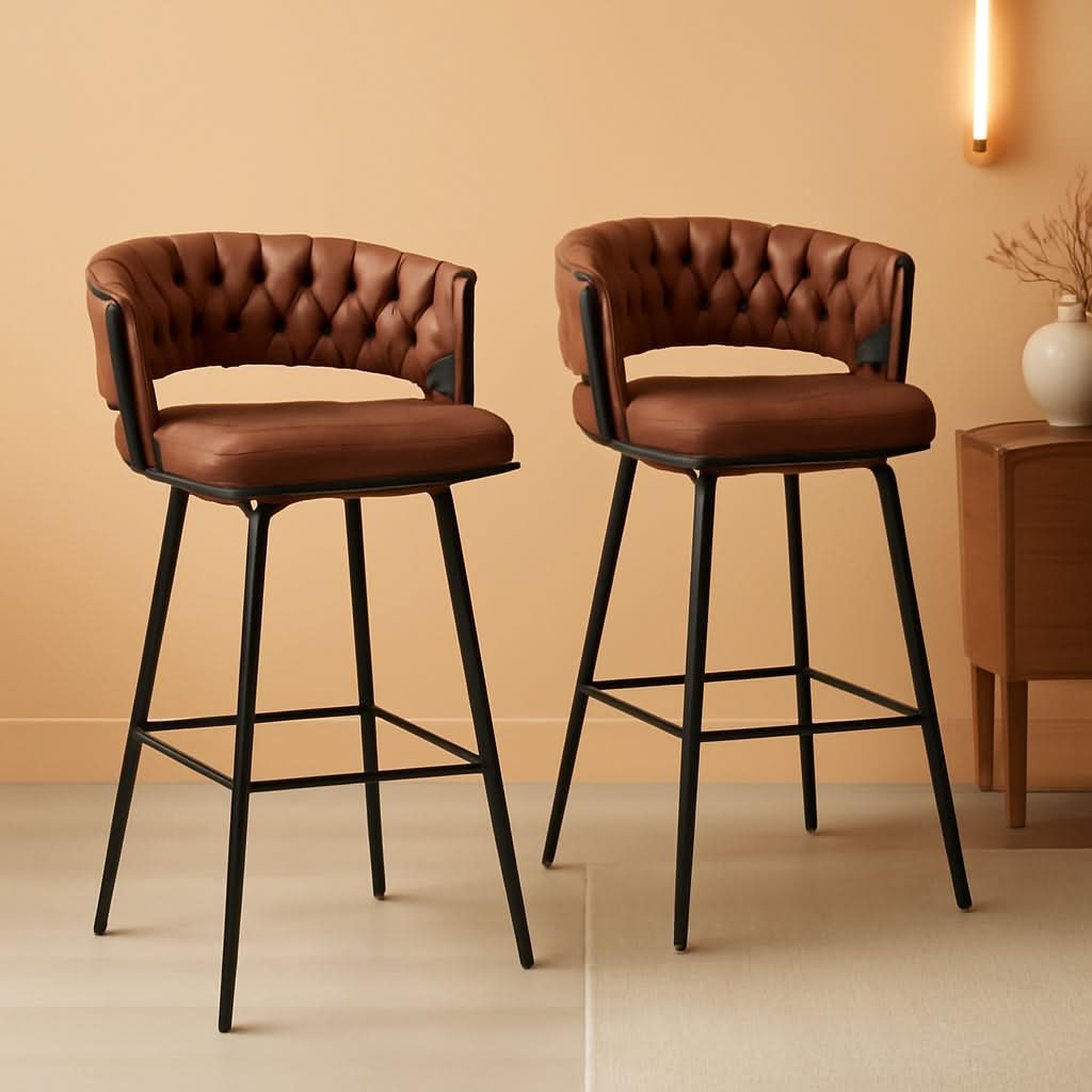 Elegant Swivel Bar Stools Set of Two 26 Inch-0