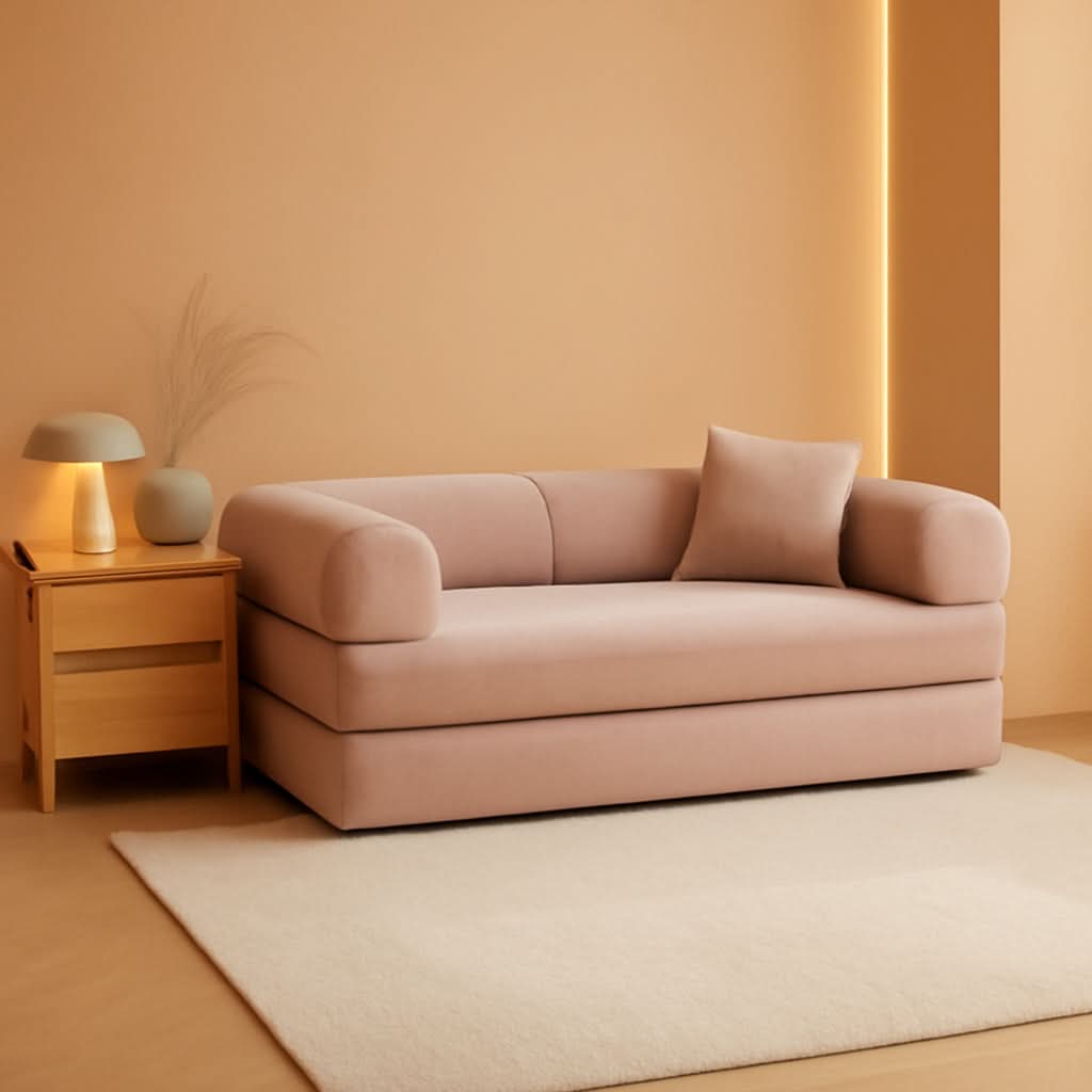 Transformable Sofa Bed QueenSize Pink Folding Frame-0
