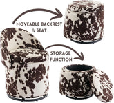 Milk Cow Velvet Upholstered Vanity Chair Storage Swivel-3