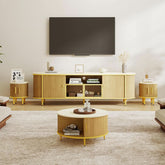 Fluted SeventyInch TV Console Set Premium Wood Coated Edition-2