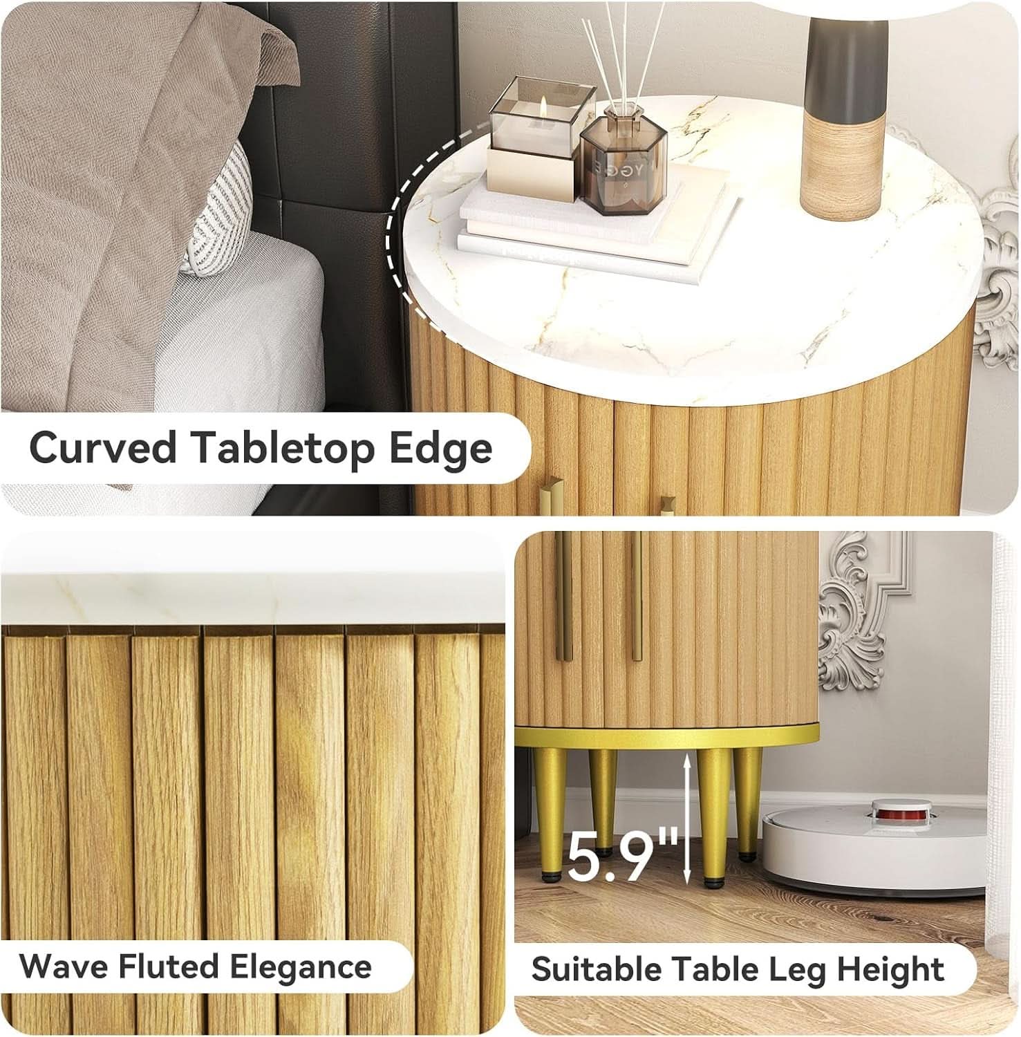 Fluted SeventyInch TV Console Set Premium Wood Coated Edition-4