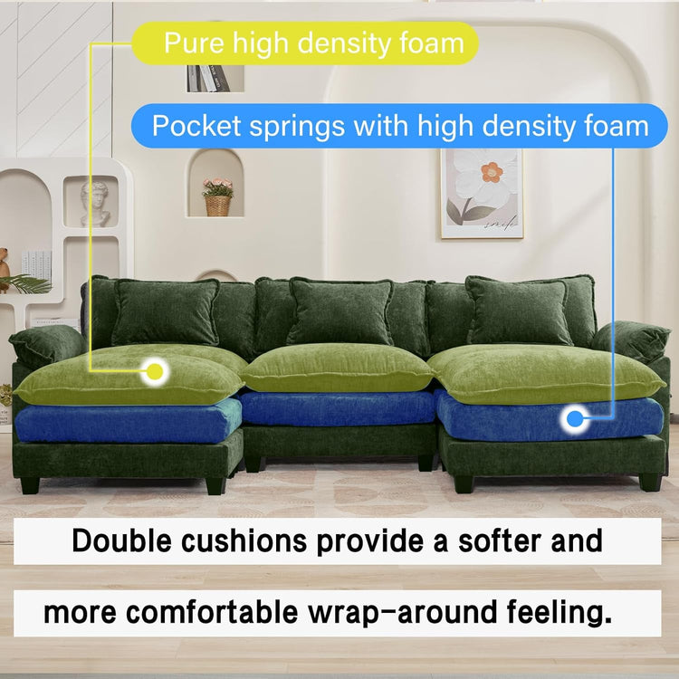 120 Inches Emerald Chenille Modular Sectional Sofa-2