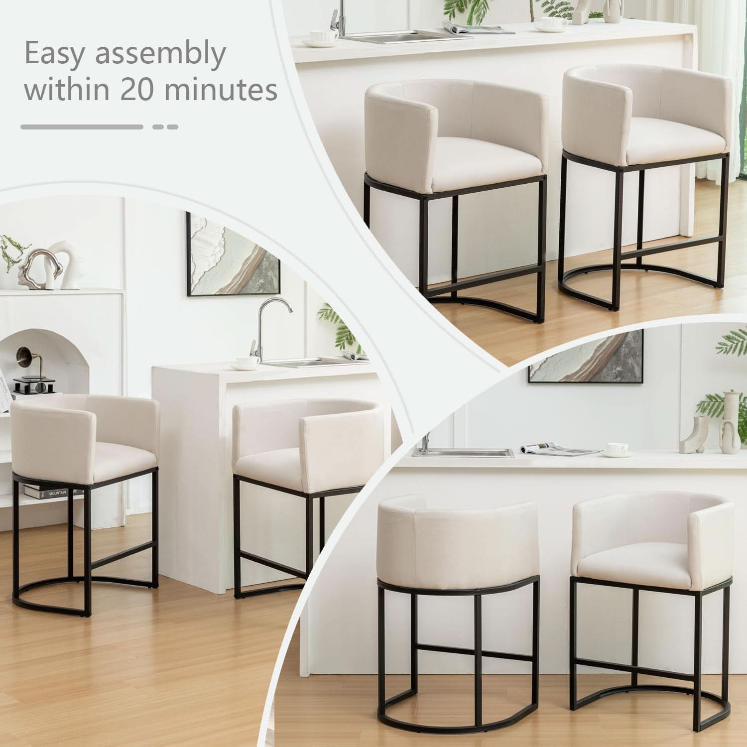 Modern Barrel Counter Height Bar Stools Set of Four-4
