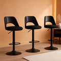 Bar Stools Set Of 3 Height Adjustable Swivel Black-0