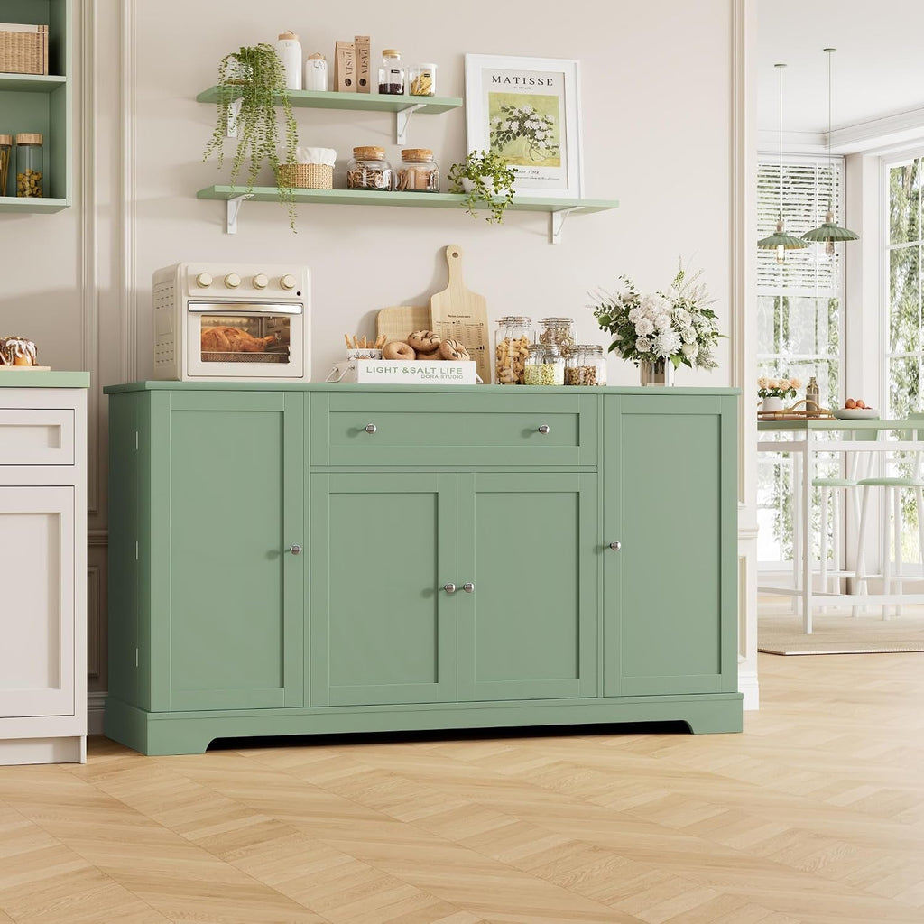Green Industrial Buffet Cabinet With Adjustable Shelves-3