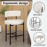 Boucle Bar Stools Set Of 3 24 Inch White Upholstered Counter Stools With Backs-3