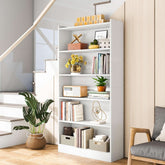 Tall White Six Tier Bookcase 72 Inches Contemporary Wood-3
