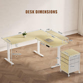 Electric LShaped Standing Work station With Drawers Maple-1