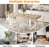 Extendable Dining Table White Oak Rectangular Farmhouse-4