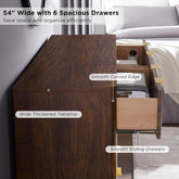 Dark Walnut Contemporary Fluted Six Drawer Dresser-4