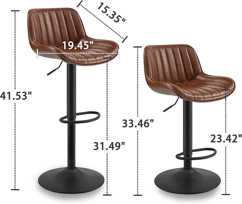 Mid Century Modern Adjustable Height Swivel Bar Stools-1