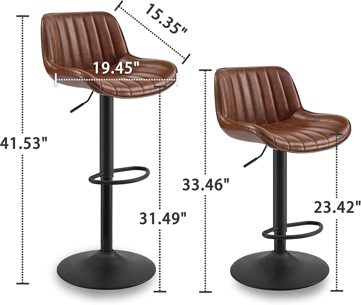 Mid Century Modern Adjustable Height Swivel Bar Stools-1