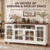 Large 60 Inch Vintage White Sideboard Buffet Cabinet-2