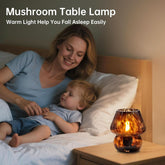 Compact Black Glass Mushroom Table Lamp Night stand-3