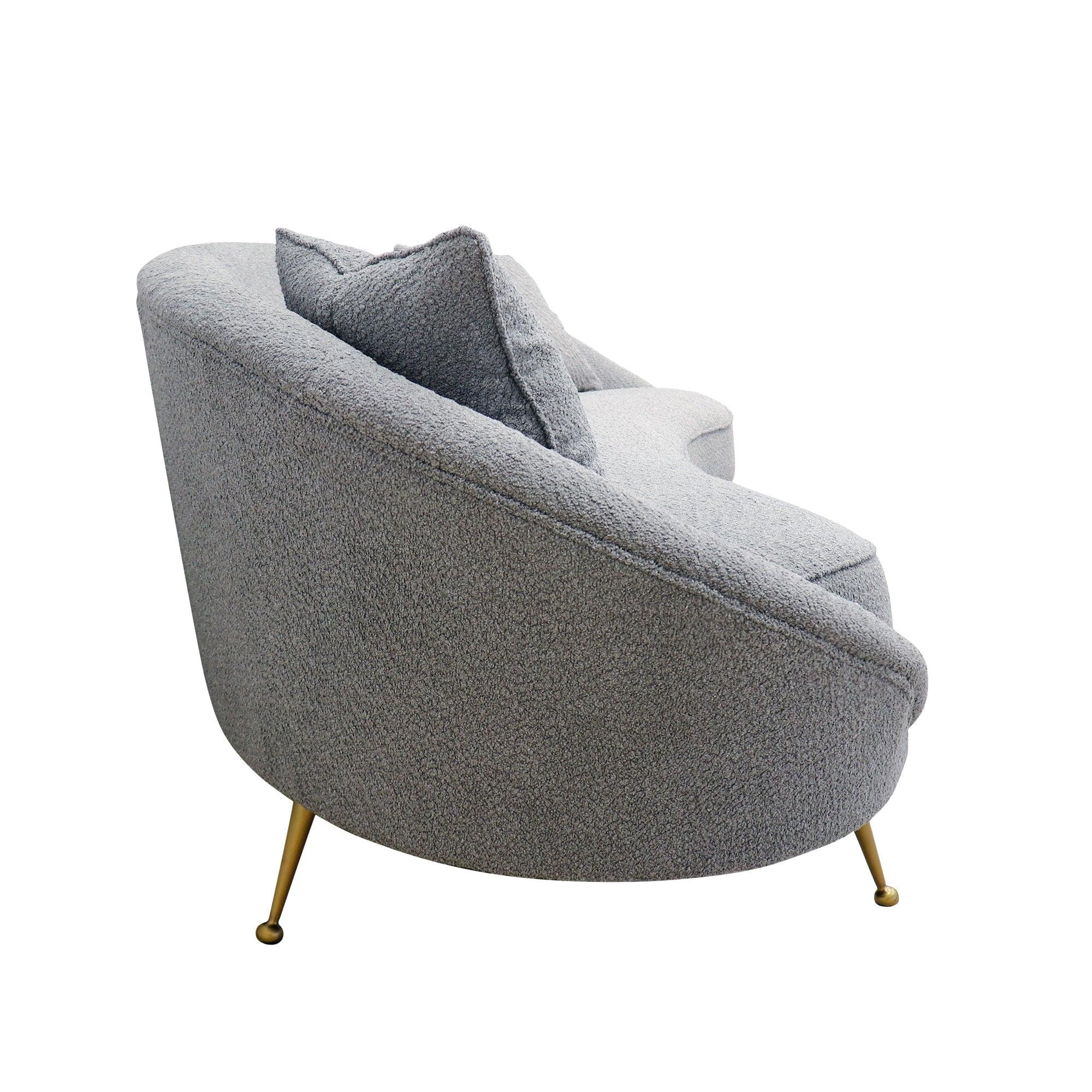 Canvello Textured Fabric Curved Sofa, Grey-2