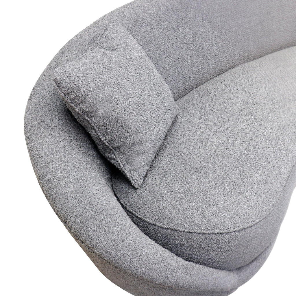 Canvello Textured Fabric Curved Sofa, Grey-4