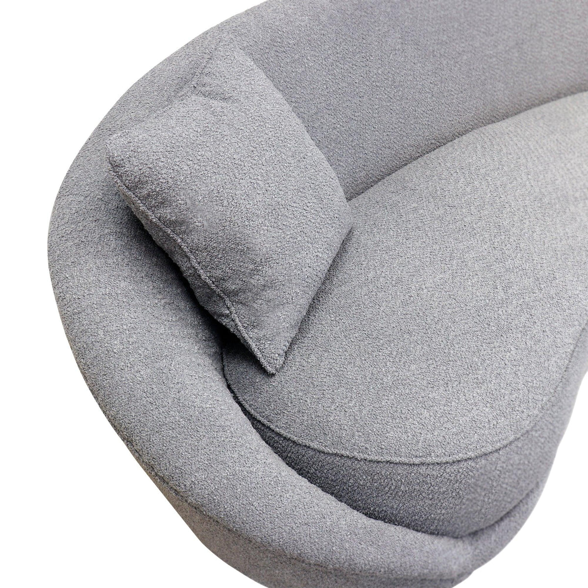 Canvello Textured Fabric Curved Sofa, Grey-4