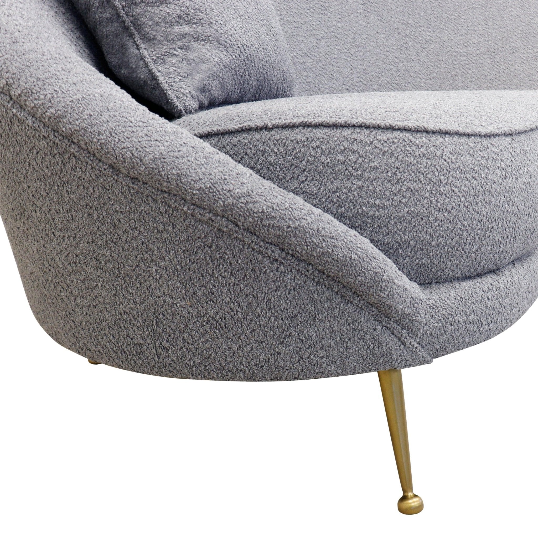 Canvello Textured Fabric Curved Sofa, Grey-3