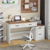 61 Inch Distressed Farmhouse Computer Desk Storage-3