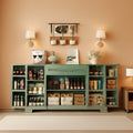 Green Industrial Buffet Cabinet With Adjustable Shelves-0