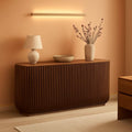 Walnut Finished Seventy Five Inch Fluted Sideboard Buffet Cabinet-0