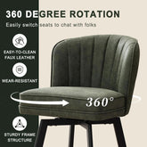 Swivel Counter Height Bar Stools Green Faux Leather-2