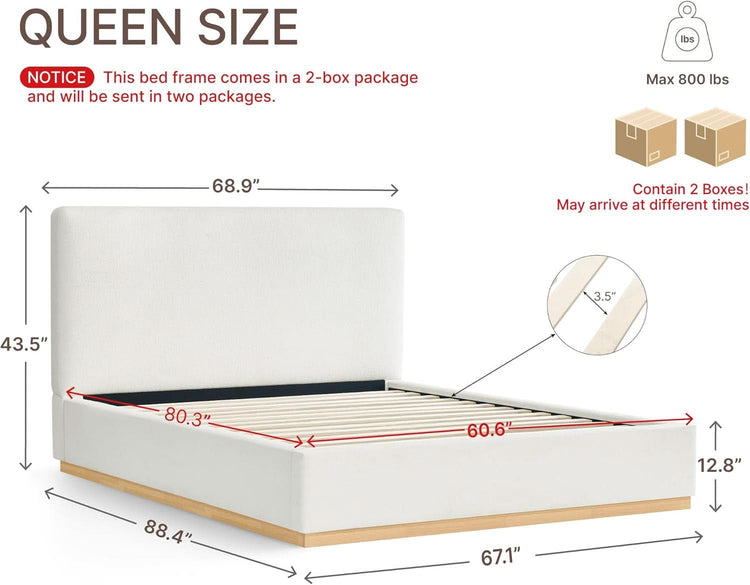 Queen Size Luxurious Upholstered Platform Bed Frame-1