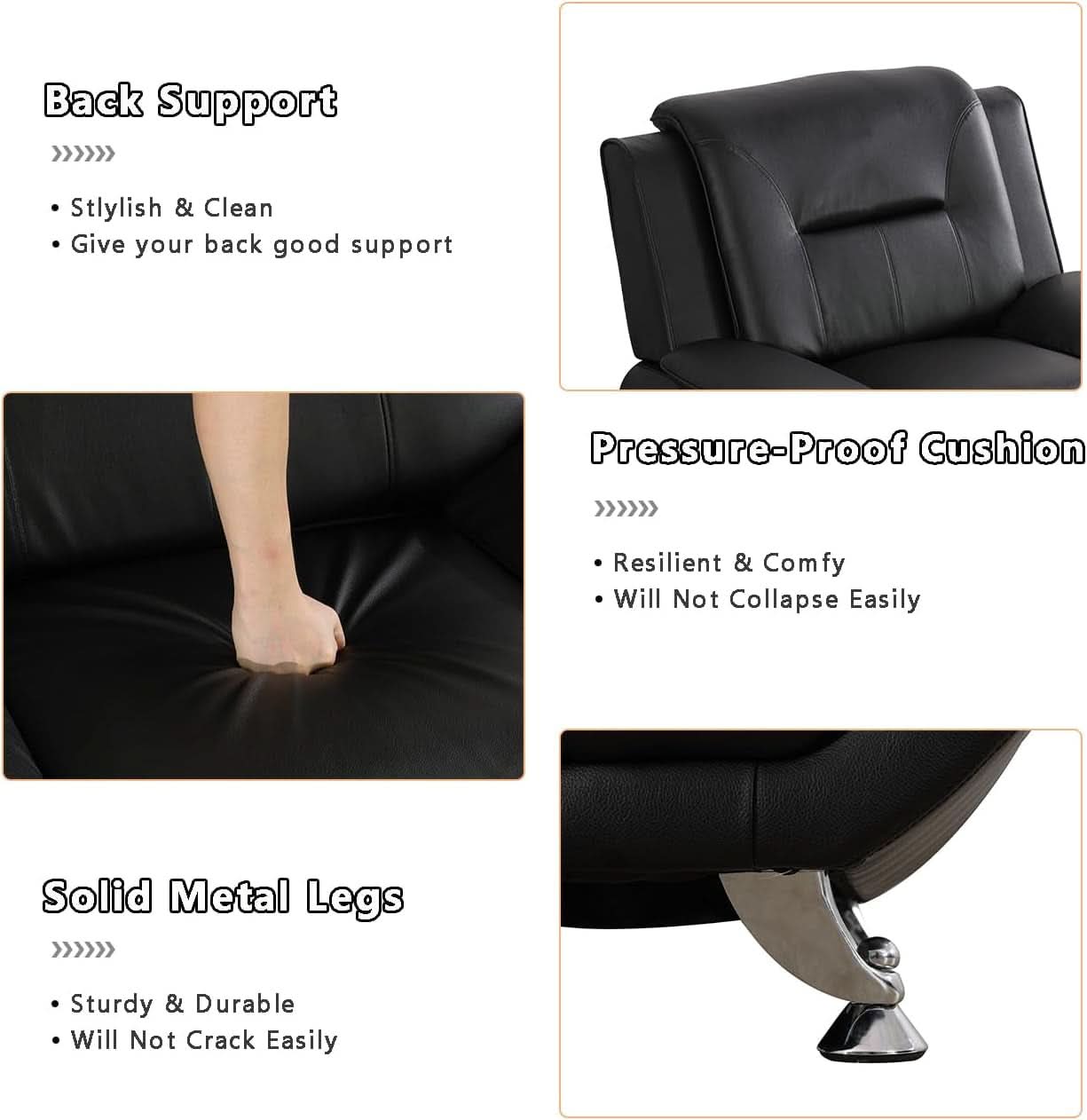Leather Couches For Living Room Black Sofa And Loveseat Set-1