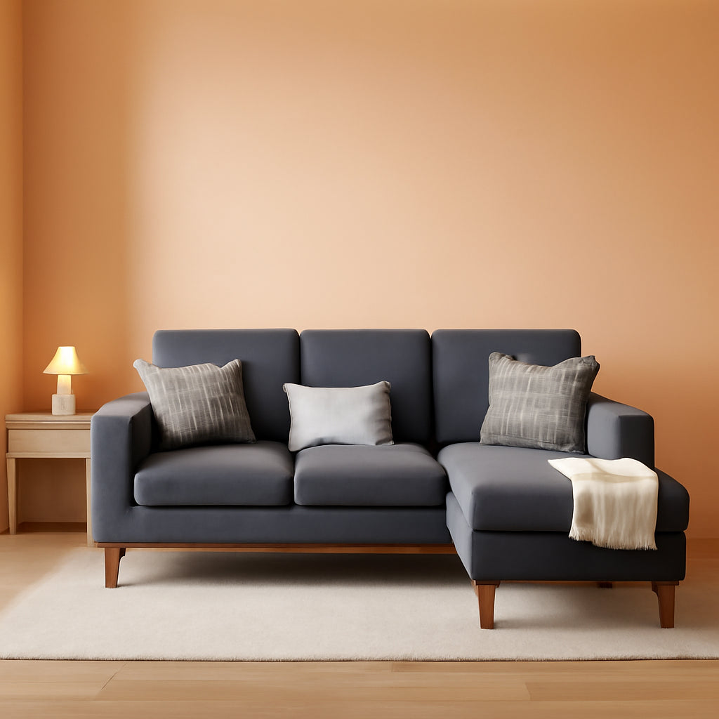 L-Shaped Sectional Sofa Graphite Grey Storage Ottoman-0
