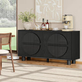 Black Fluted Buffet Cabinet With Storage Compartments-2