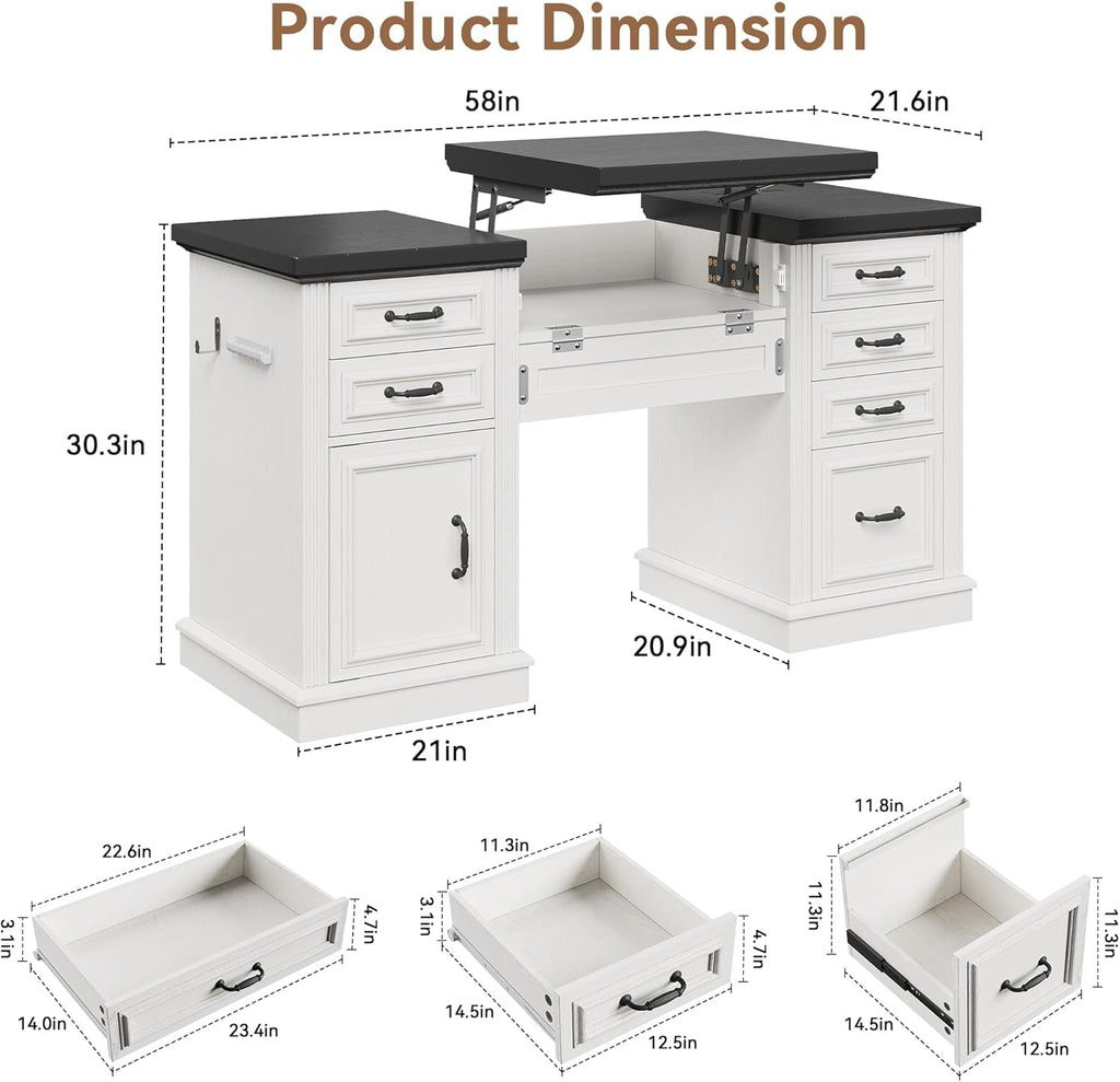 57 Inch Height Adjustable Executive Desk Storage Systems-1