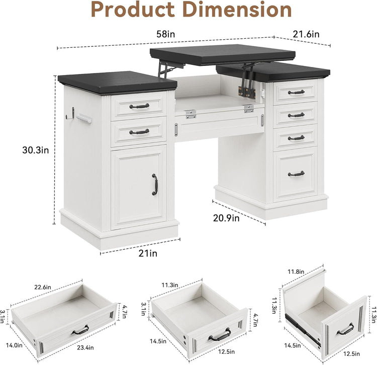 57 Inch Height Adjustable Executive Desk Storage Systems-1