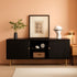 55 Inch Fluted TV Stand Black Mid Century Modern Entertainment Center-0
