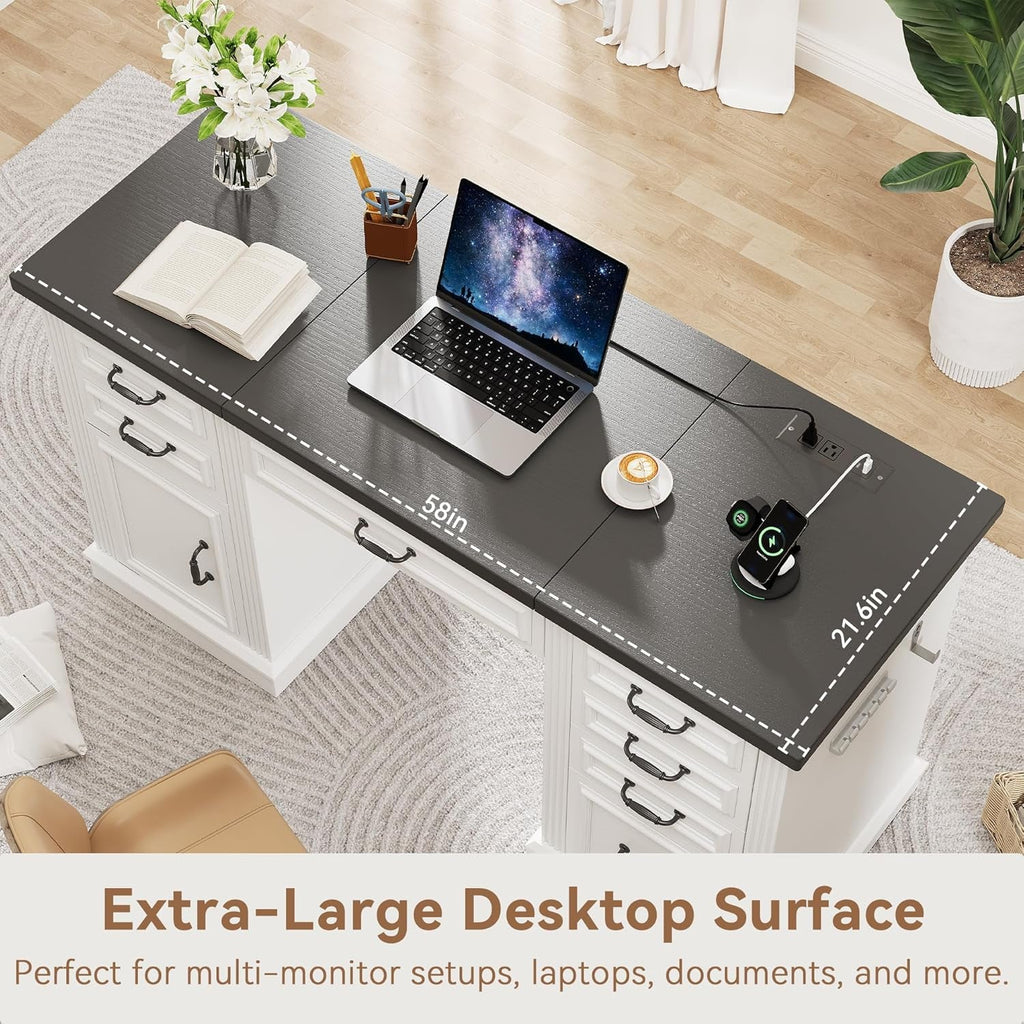 57 Inch Height Adjustable Executive Desk Storage Systems-3