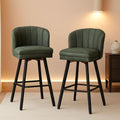Swivel Counter Height Bar Stools Green Faux Leather-0